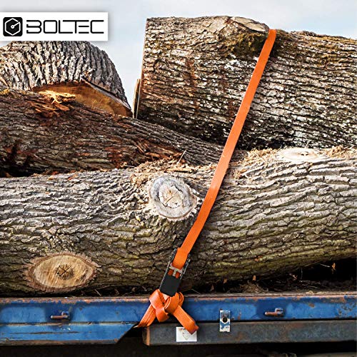 Foto von BOLTEC Spanngurte mit Ratsche (Set: 6 Stück mit Handschuhen) - robuste Zurrgurte (nach EN 12195-2 mit GS & TÜV) - 6m Länge & bis zu 1600kg Traglast