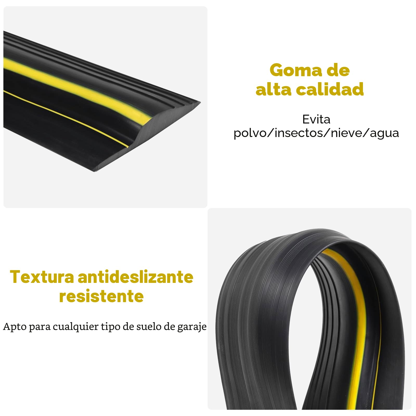 Goma Puerta Garaje, 3M Sello Umbral Suelo Junta de Goma de Bricolaje Para Puertas de Garaje,Evita la Acumulación ¡ideales para mantener tu garaje limpio y seco