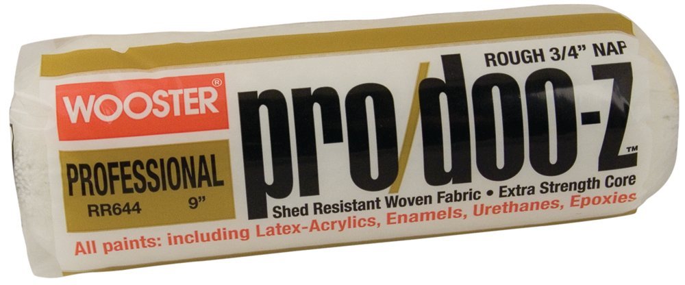 WoosterBrush RR644-9 Pro/Doo-Z Shed Resistant Paint Roller, 3/4 in Nap, 9 in L, Woven Fabric Cover, White , 9 Inch