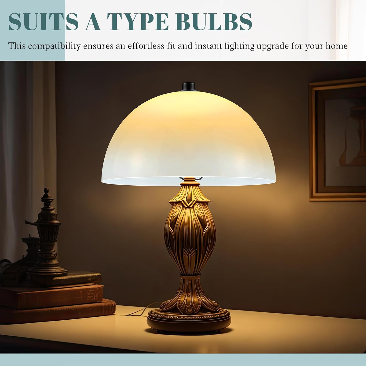 Marsui 4 Pcs Clip-on Dome Shade for a -type Bulb Light Cover 7 5/8" Diameter x 4 1/10" Height Lamp Shades Location Fixtures for Home Indoor White Finish (Classic,Black Clip)