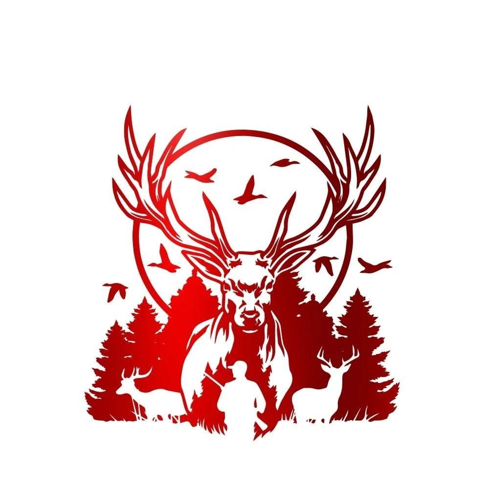 15cm Deer Hunte Sticker Decals Cover Scratches Stickers On Car Decoration PVC(Red,15cm)