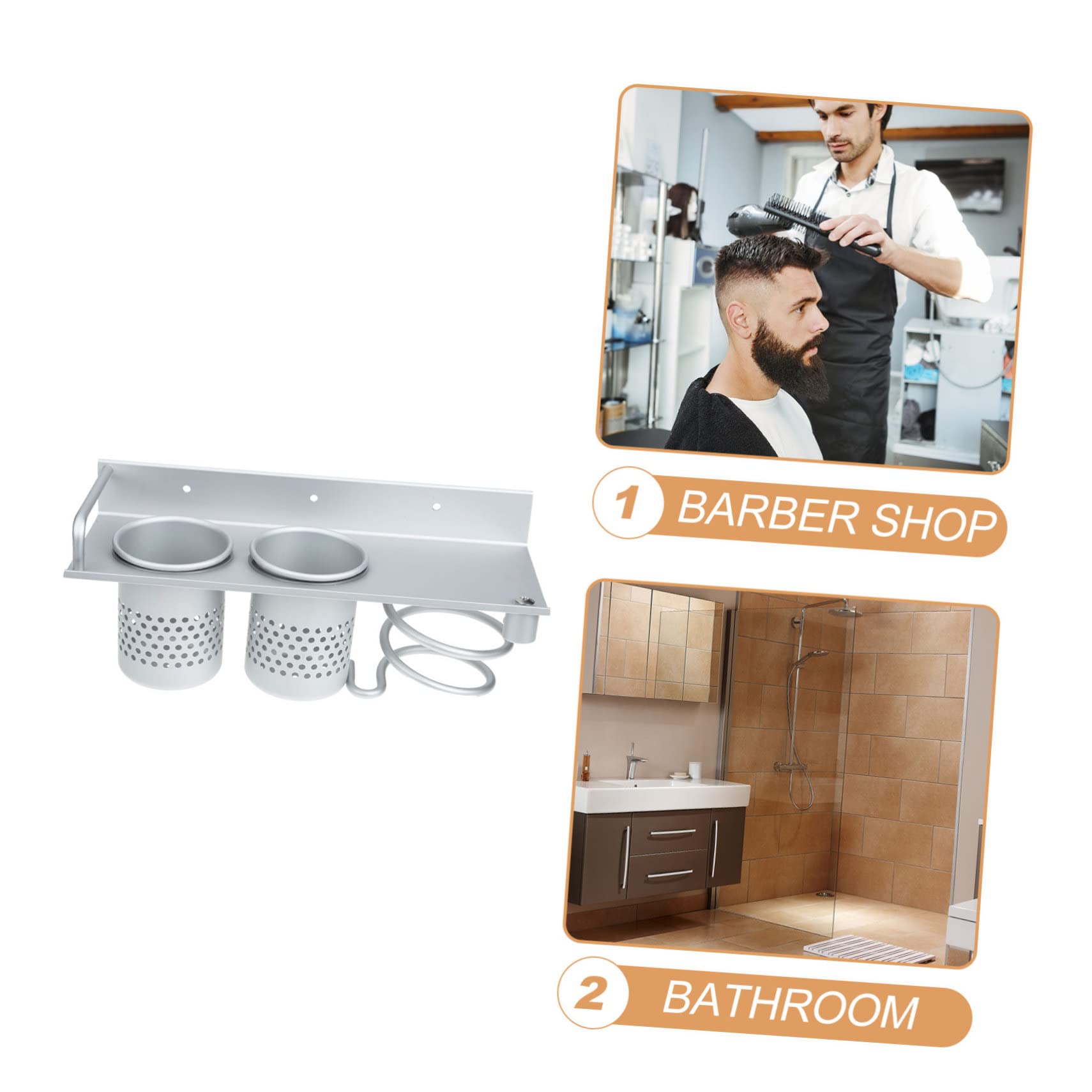 MAGICLULU Badezimmer Haartrockner Halterung Wandmontage Selbstklebend Silber Doppel Ablage Haartrocknerhalter Organizer für Haarstyling Geräte Badezimmer Aufbewahrung