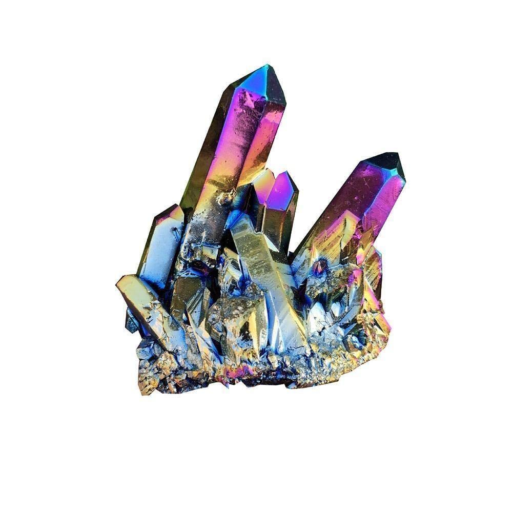 Precioso ángel arcoíris Aura Crazy Amethyst Clusters Natural cuarzo cristal áspero Lealing piedra para niños regalos