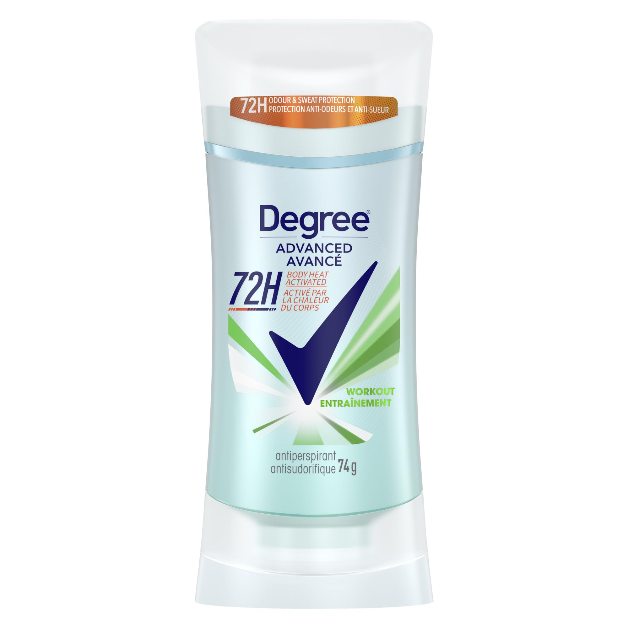 Degree Advanced Antiperspirant Deodorant Stick for 72H Sweat & Odour Protection, Workout Series Endure with MotionSense Technology, 74g