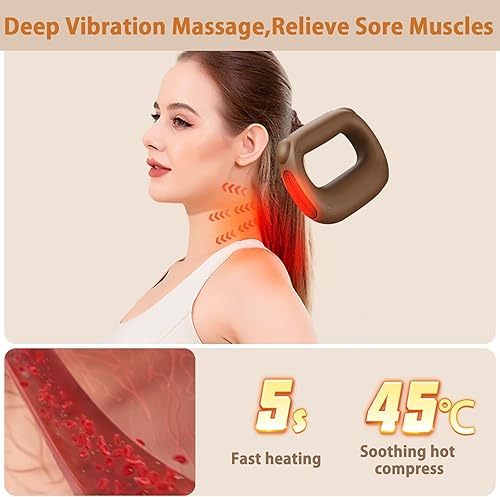 Miniatura 4 de Pistola de masaje de tejido profundo para aliviar el dolor de cuello y espalda, masajeador muscular eléctrico de percusión con cinturón de calor y