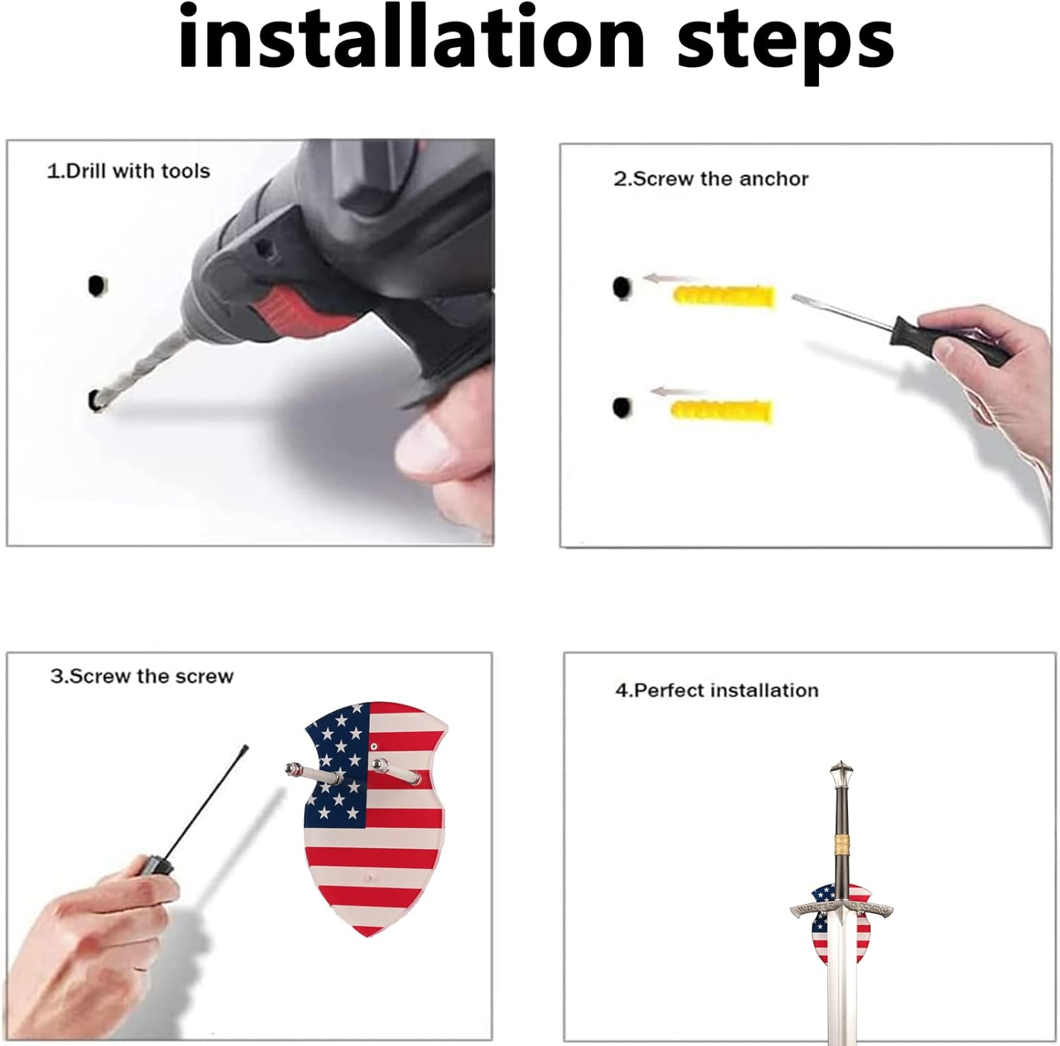 Sword Wall Mount Acrylic Katana Wall Mount for displaying Swords, Axes (1 Set in National Flag Colours) : Sports & Outdoors