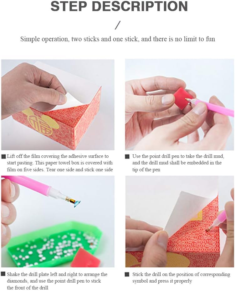 Three-panel image showing how to load tissues into the box. Left: A hand opening the bottom of a green frog-themed tissue box. Middle: A hand inserting a tissue pack into the open bottom. Right: A hand pulling a tissue from the top opening of the closed box.