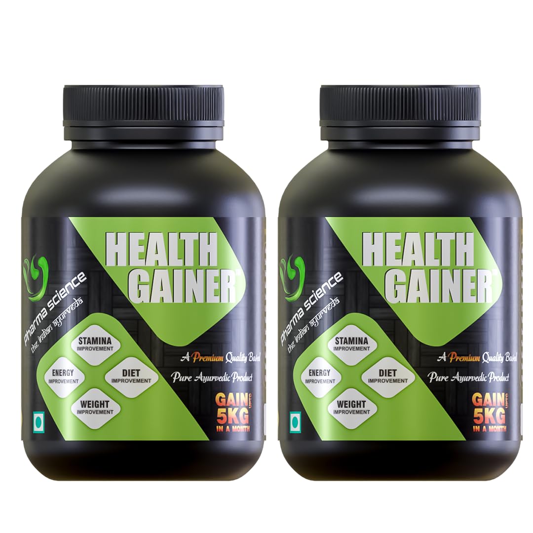Pharma Science Ayurvedic Weight Gainer Supplement Powder for Men & Women - Increase Stamina, Muscle Mass Bulk & Overall Wellness | Natural Protein & Carbs | Health Gain | High Calories - 100gm Pack 2