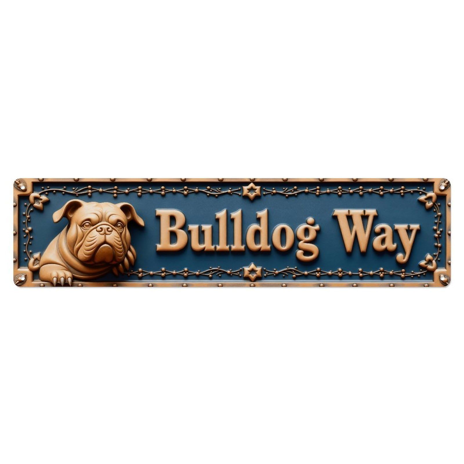 Bulldog Way Sign Pattern Metal Tin Sign Plaque