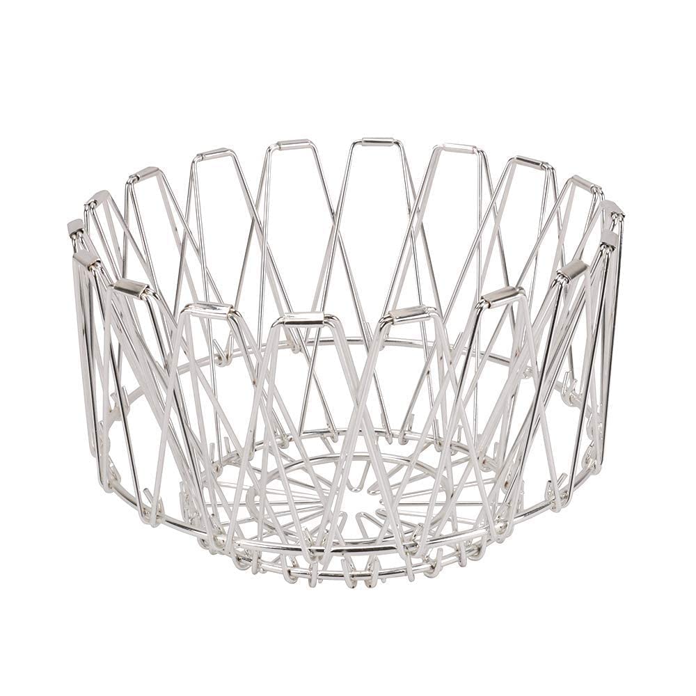 G&D GD Fruit Basket Stainless Steel Wire Fruit Bowl Vegetables Kitchen Utensil Holder Fruit Bowl Foldable Vegetable Tray Deformable Wire Fruit Basket and Serving Multipurpose for kitchen Living room