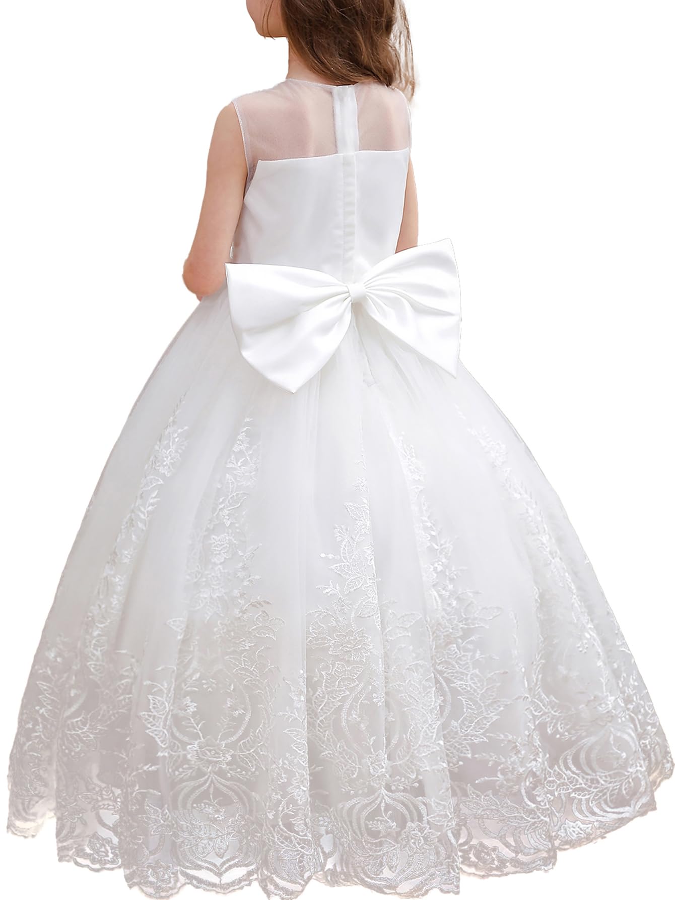 Aibaowedding Mädchen Prinzessin Kleid Elegant Pailletten Bestickte Perlen Spitze Partykleid Brautjungfer Hochzeitskleid Geburtstag Tüll Maxikleid Kommunion Abendkleid Cocktailkleid Festzug Ballkleid