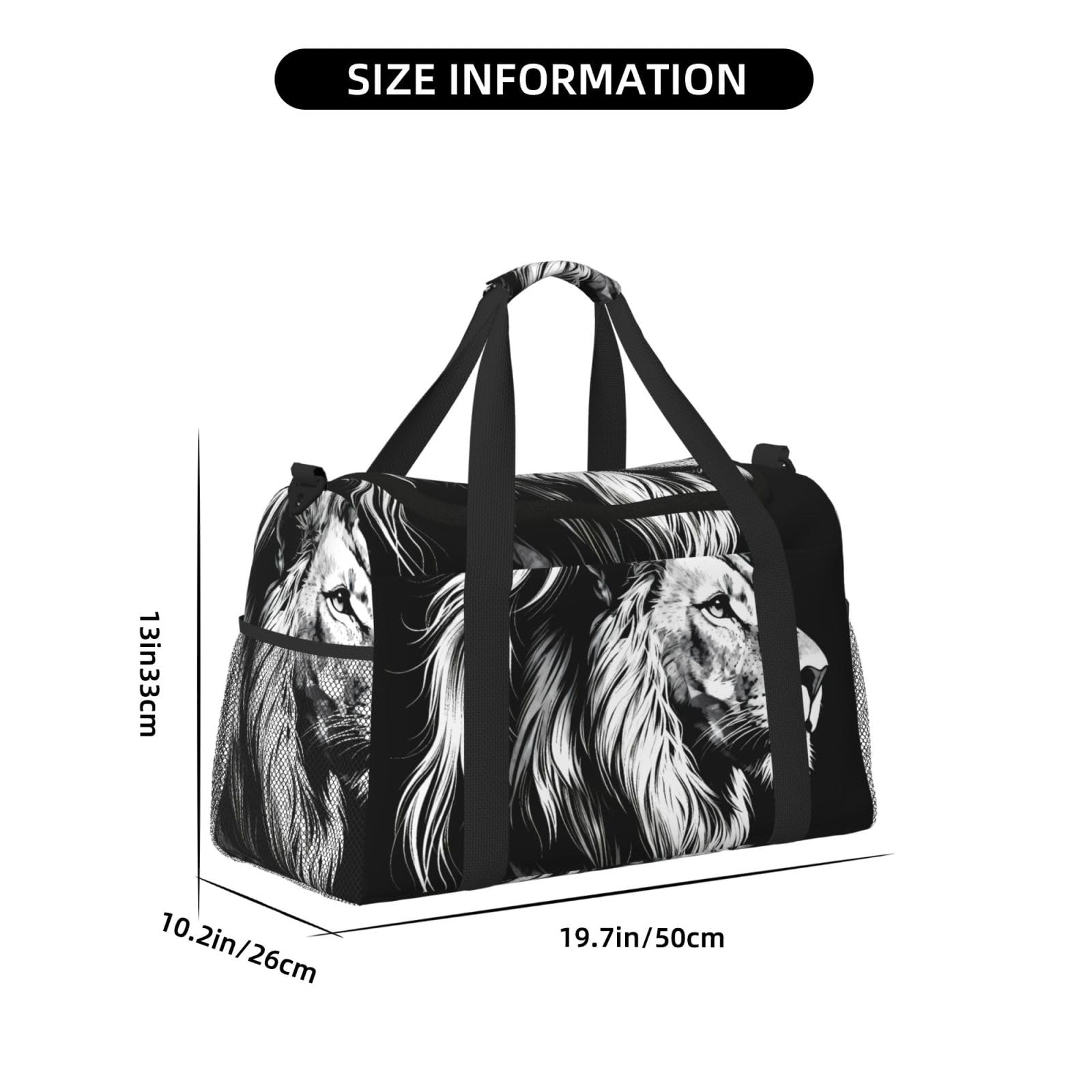 Lion Sketch wasserdichte Reisetasche, kompakt, für Sport, Fitnessstudio und Wochenende, für Damen und Herren