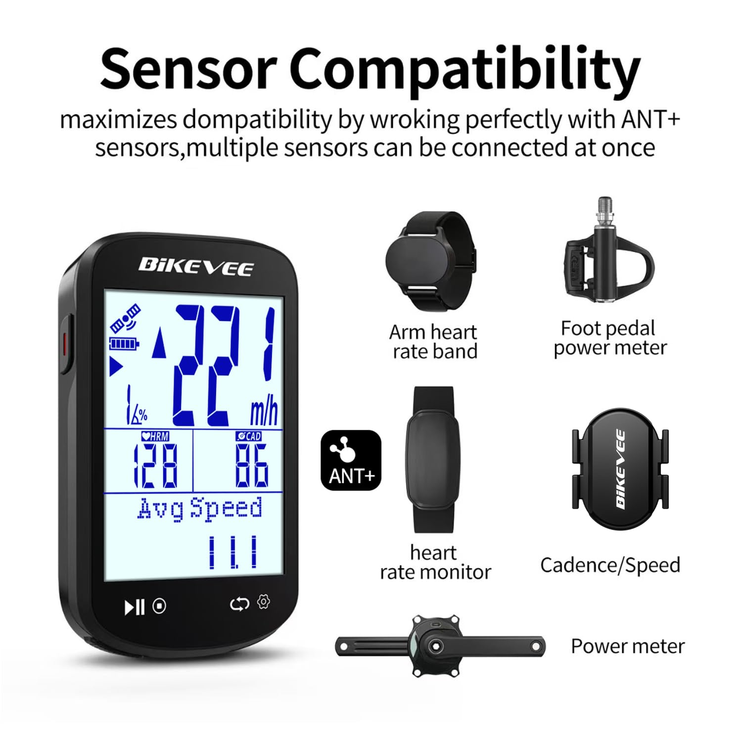 GPS komputer rowerowy bezprzewodowy ANT+ Bluetooth 2,6" szklany wyświetlacz 50 h akumulator