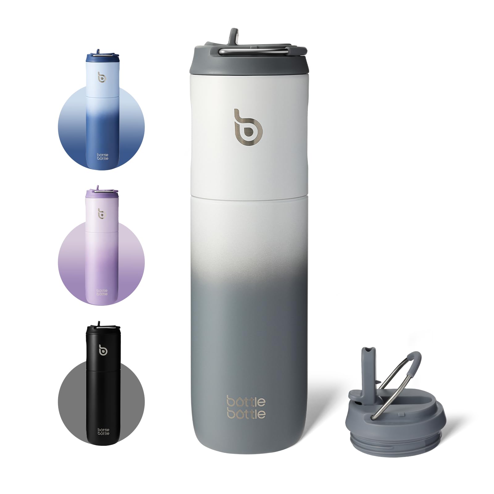 BOTTLE BOTTLE Isolierbecher 680ml - Edelstahl Kaffeebecher Mit Strohhalm & Griff