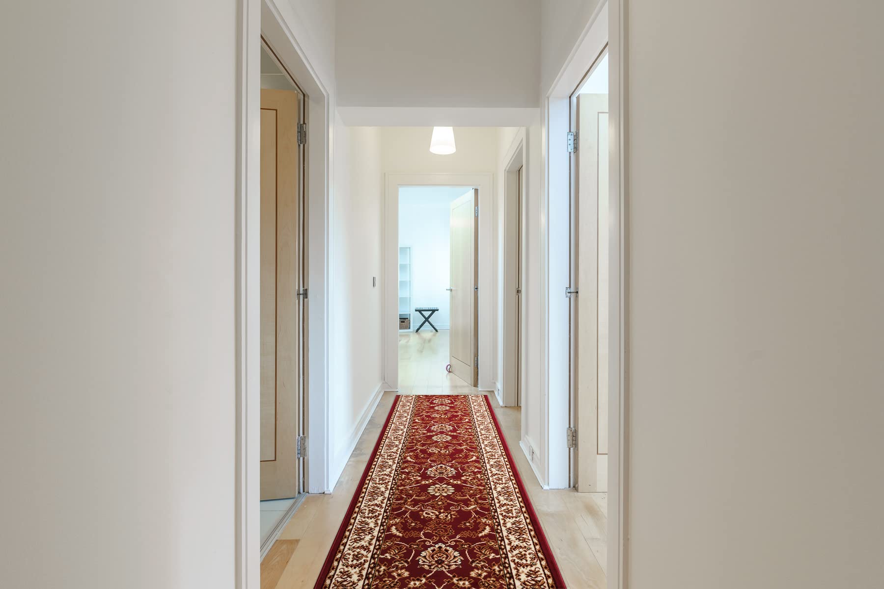 rugsx Tapis de Couloir BCF MORAD KLASYK pour la Cuisine, Le Hall, Le Couloir, l'entrée, Solide, Classique Bordeaux 70x220 cm