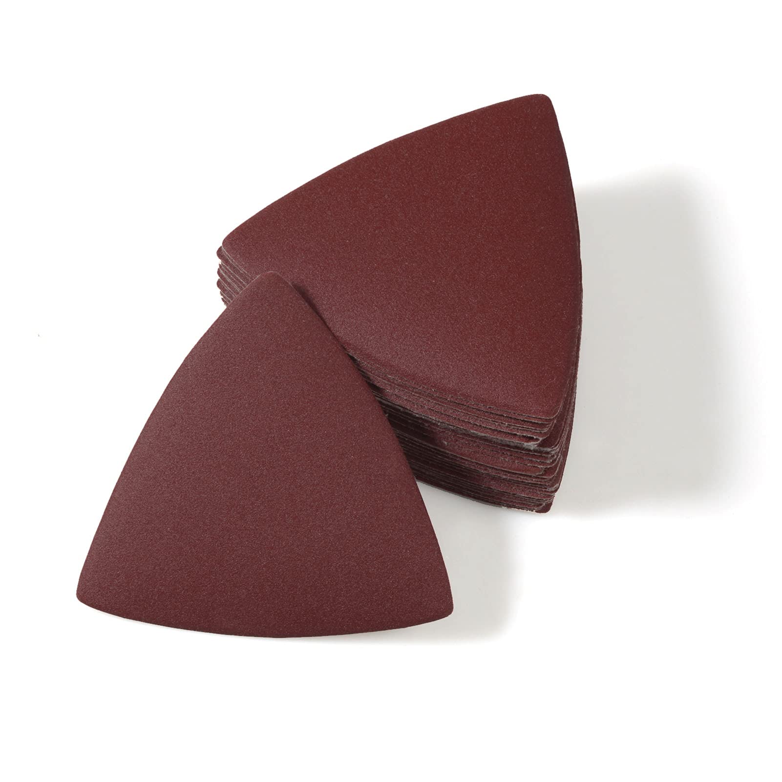 Leontool Red 30 Pcs 3-1/8 Inch (80Mm) Triangular Hook & Loop Oscillating Multitool Sanding Pads Triangle Sanding Pads 240 Grit No Hole Triangle Sandpaper Detail Sander Sandpaper For Wood Metal Polishing