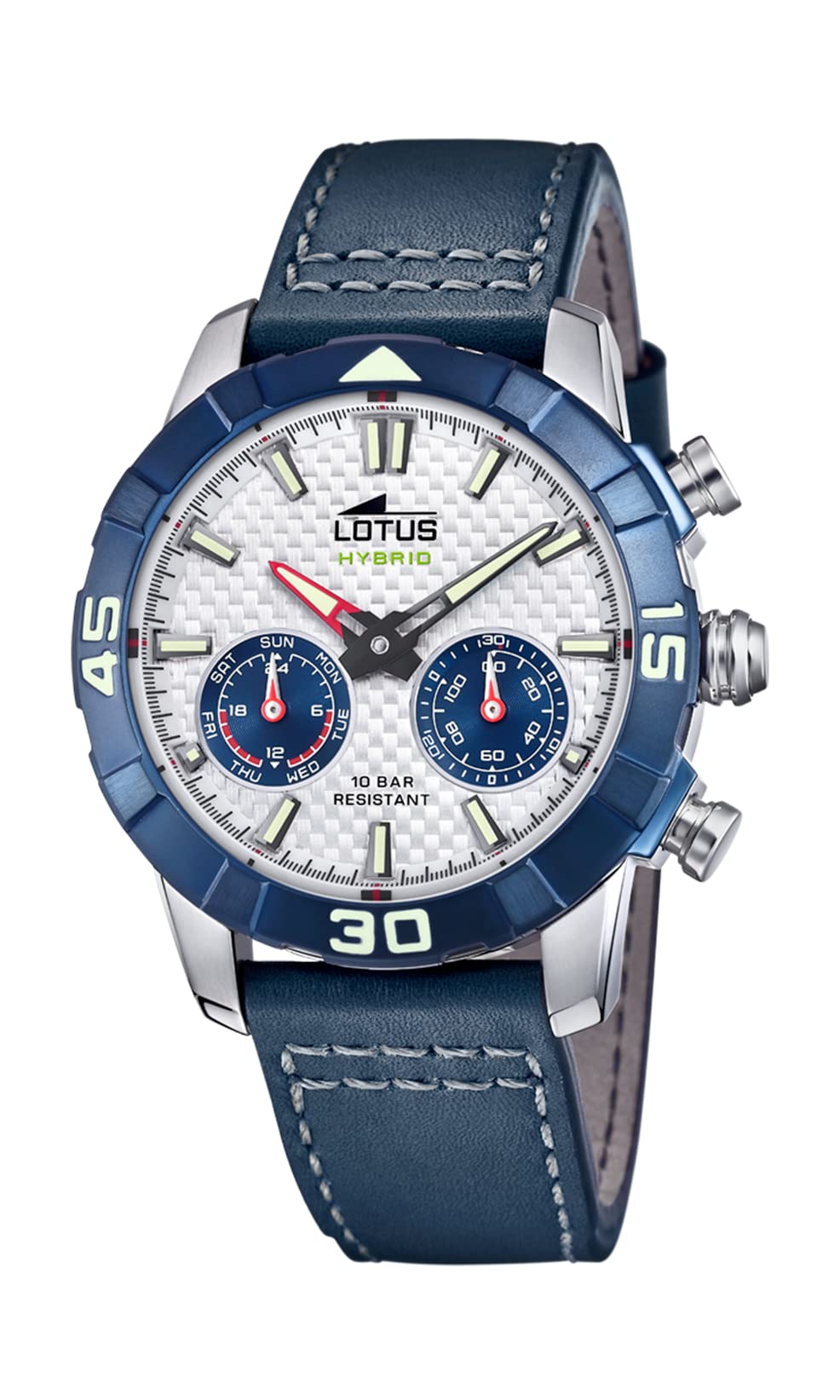 LOTUS Orologio Intelligente Uomo Ibrido Connected Pelle Blu - Orologio Analogico Intelligente - Impermeabile 10 ATM 18811/3 - Controllo Musica, Contapassi, Notifiche Chiamate