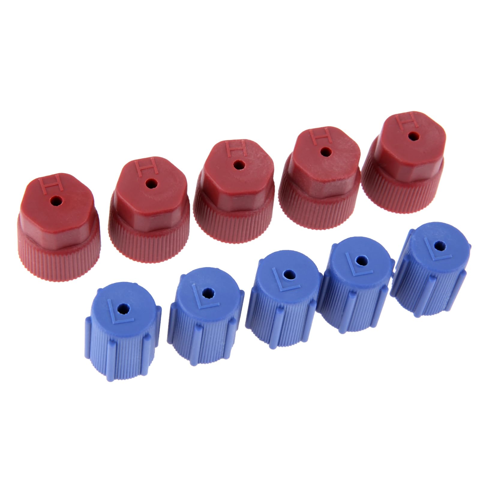 10pcs AC R134a Cap Air Conditioning Charging Port Caps, R134A 13mm & 16mm Low and High Side Cover Charging Port Caps A/C (5 Red High & 5 Blue Low)