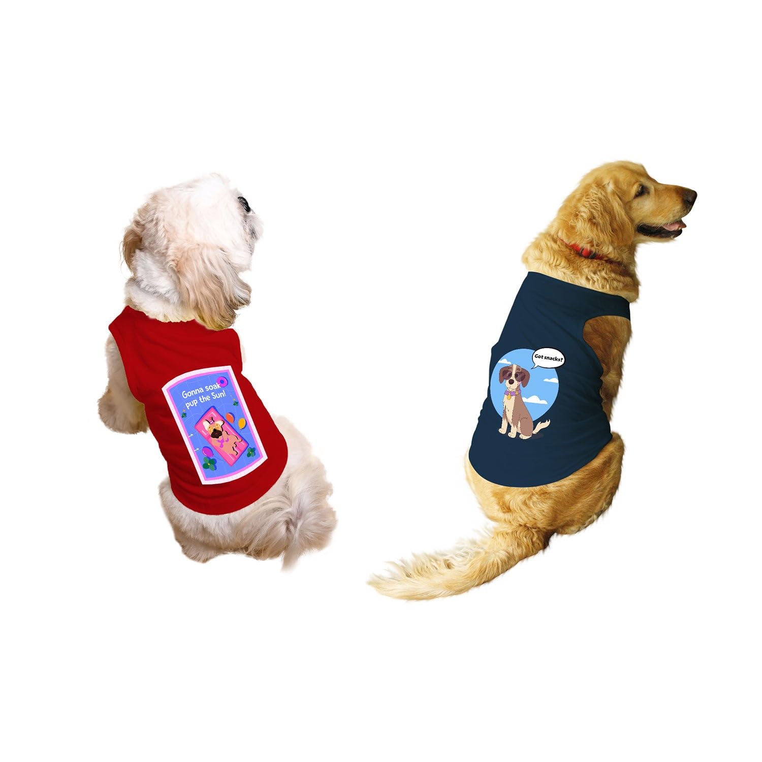 Ruse Set of 2 Gonna Soak Pup The Sun & Got Snacks Printed Dog Tank Round Neck Sleeveless Vest T-Shirt/Tees Apparel/Clothes/Combo Tees Gift for Dogs(Red & Navy/M (Chubby Pugs, Beagle etc.) (B0CBCP4SCZ) Amazon Price History, Amazon Price Tracker