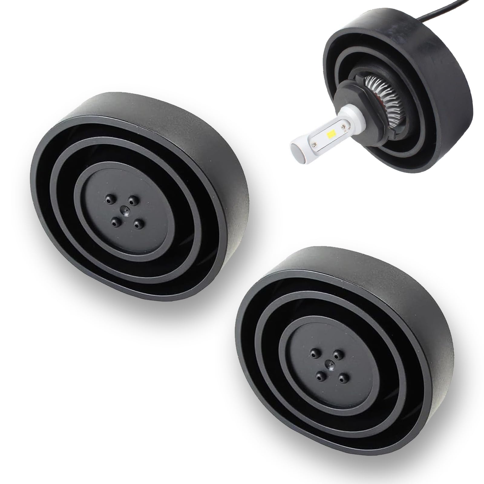 2 PCS Car Light Bulb Dust Cover, 55mm-95mm ID High Temperature Resistant Silicone Rubber Ring Waterproof Flame Retardant Sealing Extension Cover, Suitable for Most Car Models (Black)