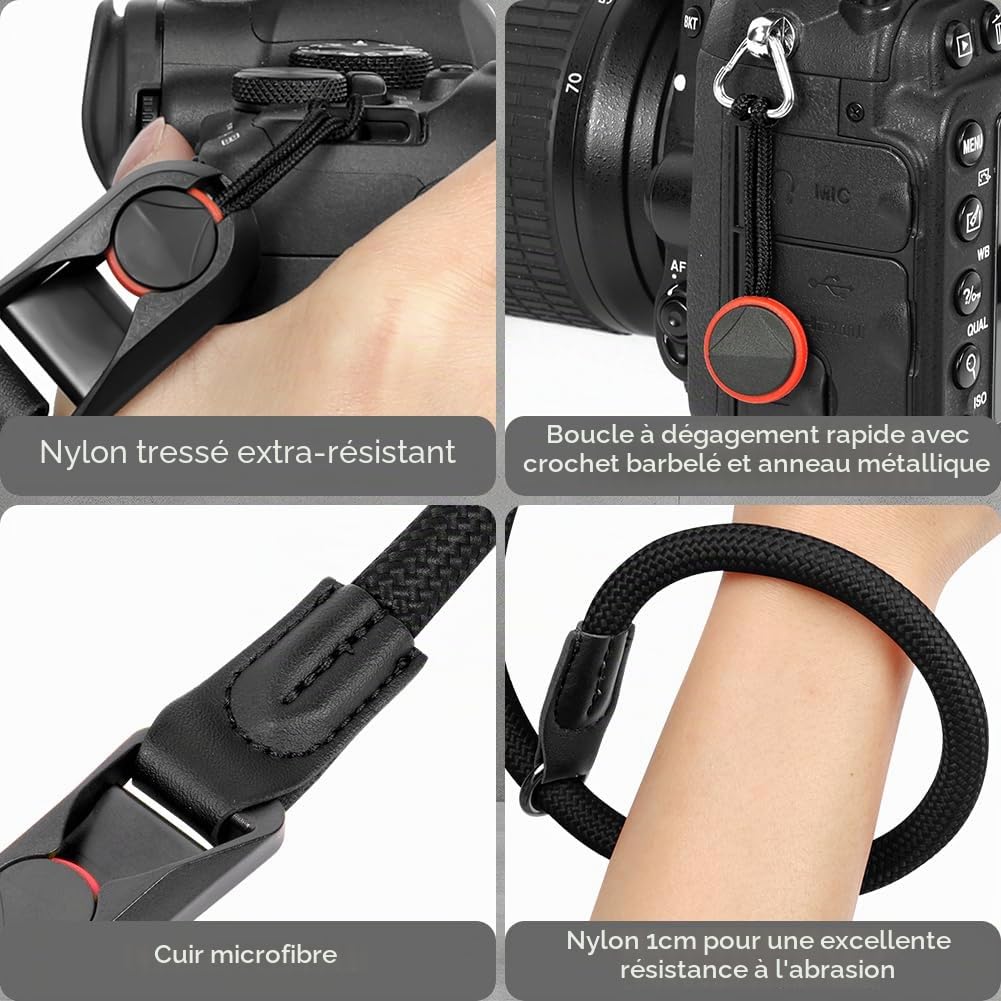 HOTUT Sangle D'appareil Photo à Dégagement Rapide, Courroie de Cou pour Appareil Photo en Nylon, pour DSLR ou Sans Miroir