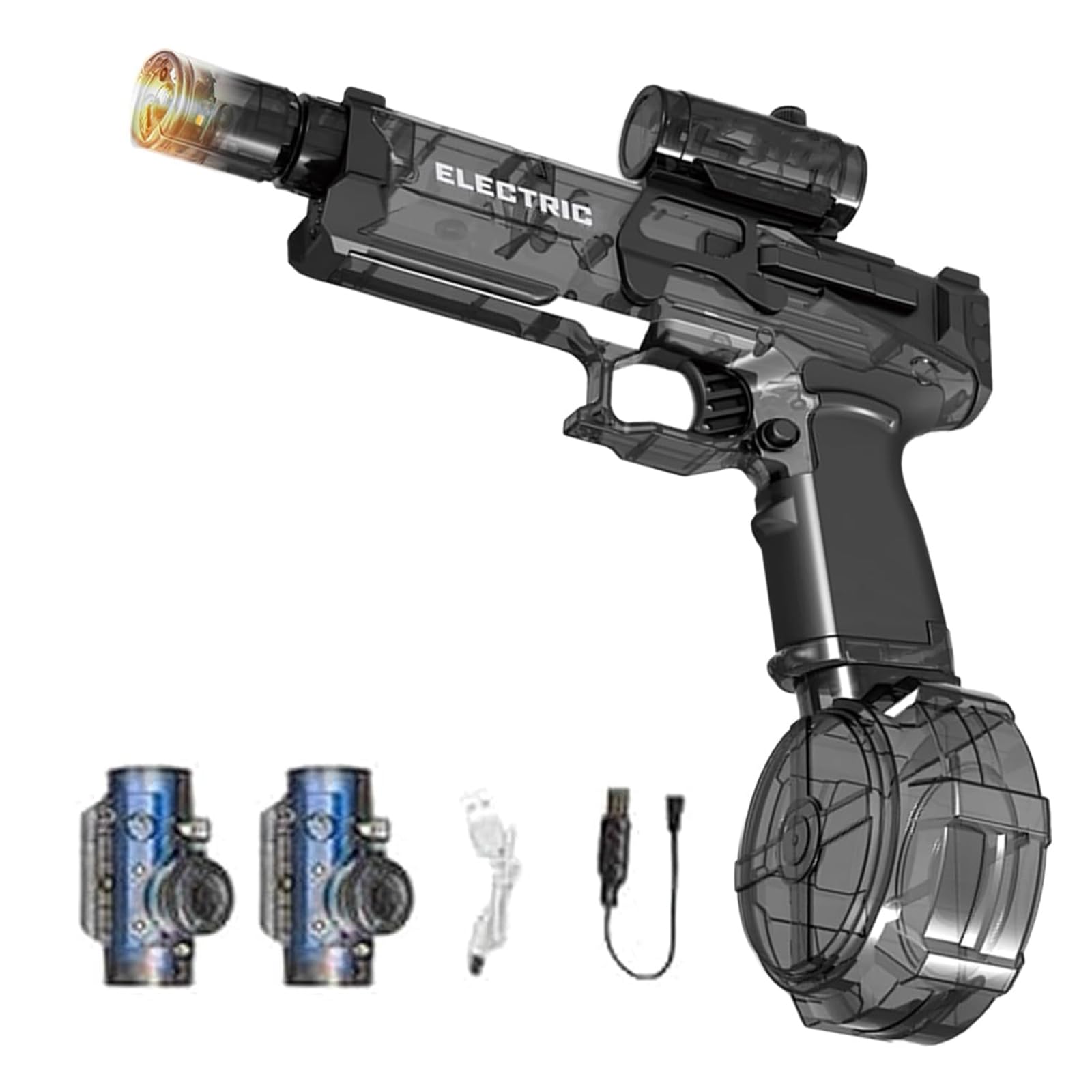 Ultimate Battle Blaster, Ultimate Aqua Blaster, 2 baterías, lanzadores de agua motorizados de largo alcance de 28-32 pies con iluminación interactiva, lanzadores de agua eléctricos (Negro)