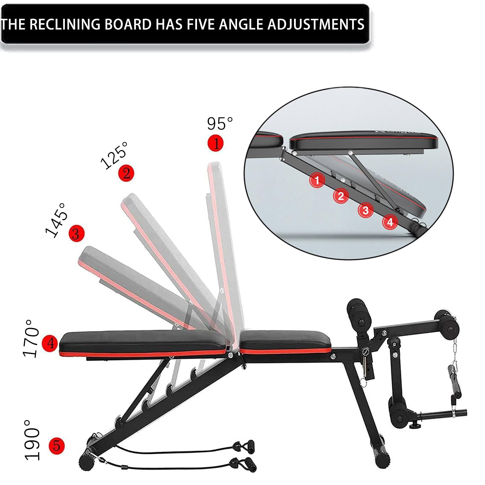 Panca Palestra Multifunzione, 7 in 1 Panca Pesi Regolabile,Panca Addominali, Panca Piana Pieghevole Fitness Adatto Per Casa E Palestra, 440 Lb Capacità Di Peso Black,162cm