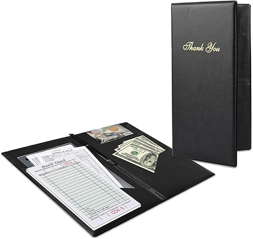 Presentadores de cheques de restaurante, tarjetero para servidor, libro de cheques de restaurante, soporte de facturas de camarero, doble panel para