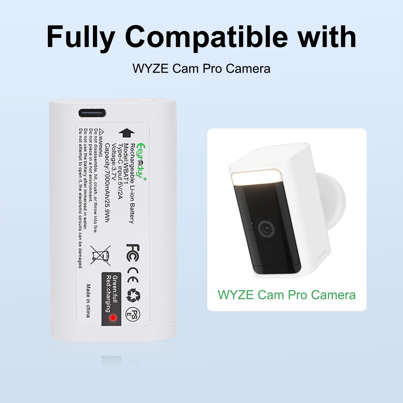 Ring Battery Pack Hisewen 7000mAh WBAT1 Replacement Battery For