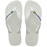 Women's Brazil Logo Flip flops - Spring and Summer Sandals for Women - White, 11/12W - 9/10M