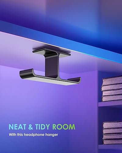 Miniatura 7 de Soporte para auriculares y auriculares de aluminio para colocar debajo del escritorio, gancho con adhesivo fuerte y tornillos, accesorios de
