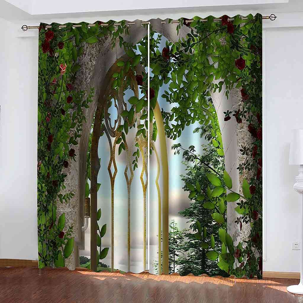Rideau occultant imprimé pour salon moderne | Décoration tendance motif arche 3D