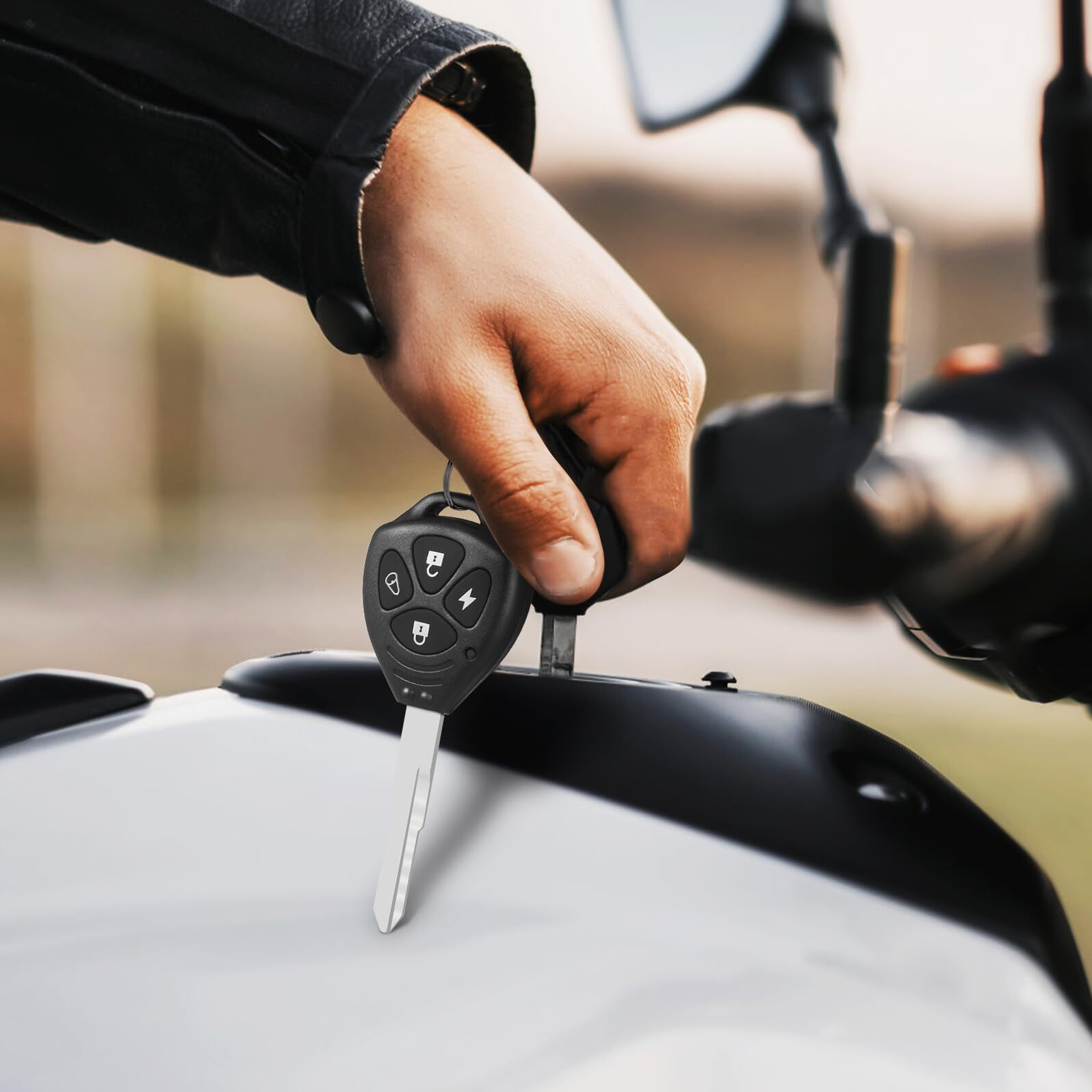 Allarme Antifurto Moto 315mhz in Abs, Set Nero con Batteria | Telecomando Incluso, Avvio Remoto e Rilevamento Veicolo, a Riposo ≤3.5ma, per Scooter