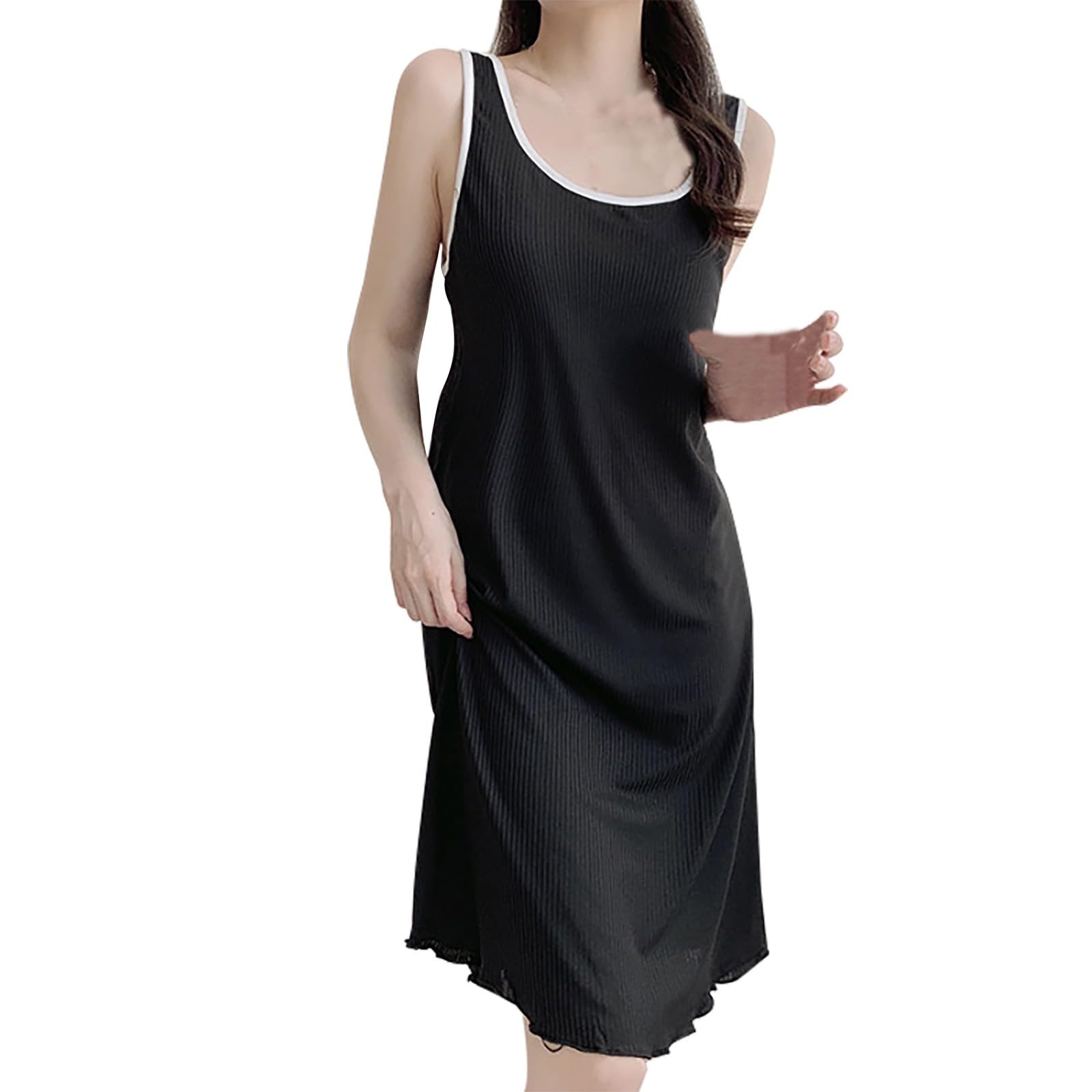 Dinglong Camisón de algodón sin Mangas con Tirantes y Cuello en V para Mujer Camisolas Playeras combinación Mujer Verano Vestido Rojo Mujer Verano Vestido Talla Grande Mujer Mariposas Ropa Sexy Mujer