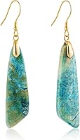 SELOVO Jasper Stone Dangle Earrings for Women - Trendy Boho Fishhook Drop Earrings, 925 Sterling Silver Hook, Lightweight Statement Jewelry