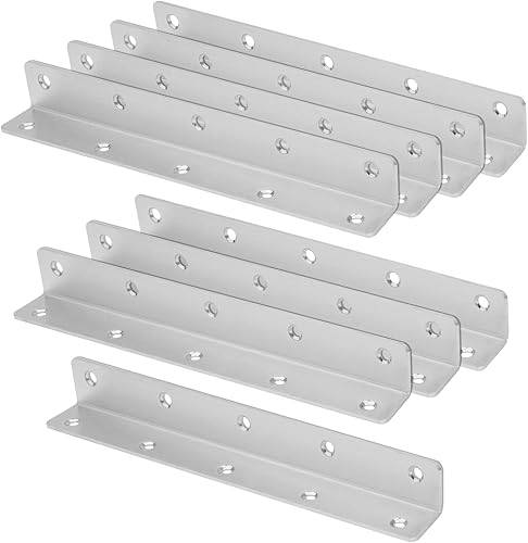 8 soportes en L resistentes de 8 pulgadas para estantes, soportes de estante de acero inoxidable, soporte de ángulo recto de 90 grados, soportes