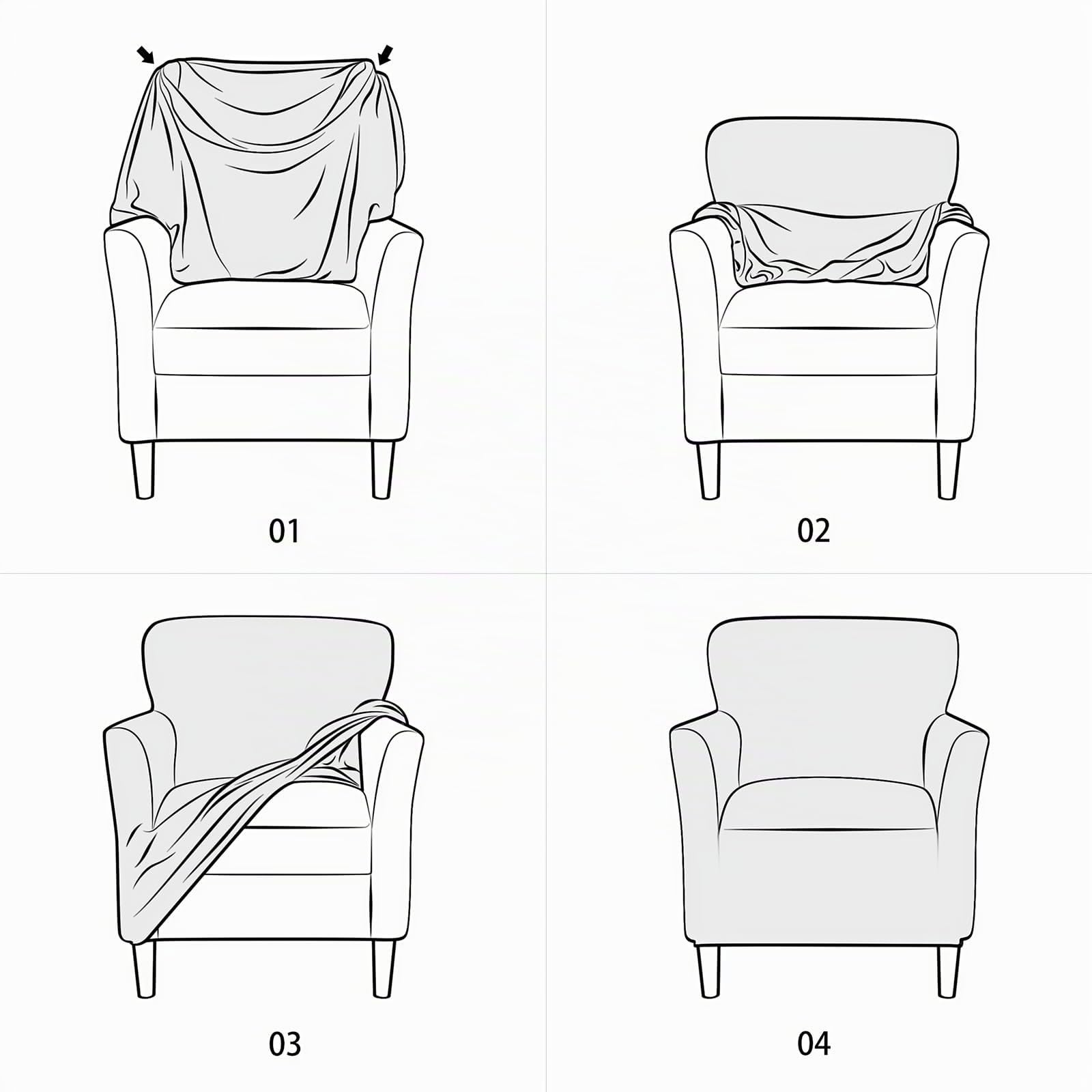 OKYUK Bankett-Sesselhusse Luxus-Samt-Stuhlhusse mit Armlehnen Dehnbare Stuhlbezüge für Wohnzimmer Weiche Sesselhusse Rutschfester Haustierfreundlicher Möbelschutz (Beige Grau)