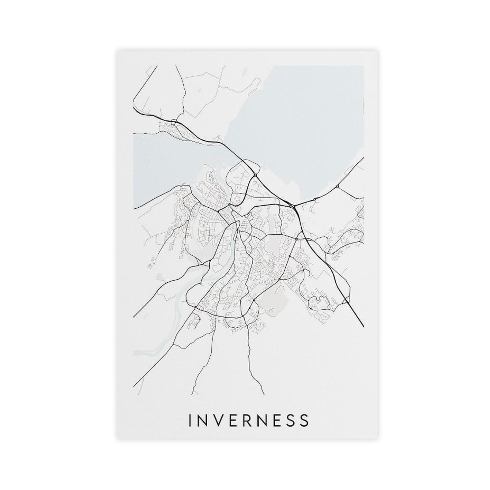 Oahfdf Inverness Map Canvas Poster Wall Art Decor Print Picture Paintings For Living Room Bedroom Decoration 16X24inch(40X60cm)