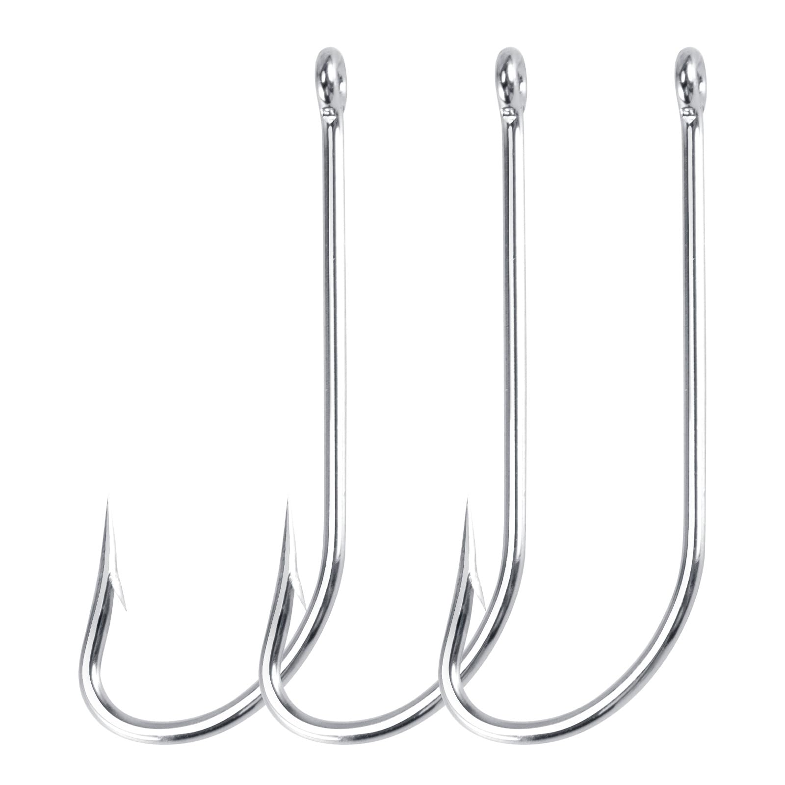 Dr.Fish Fishing J Hooks O'shaughnessy Forged Hook Long Shank Trolling Sea Bass Striper Snapper Hooks for Freshwater Saltwater