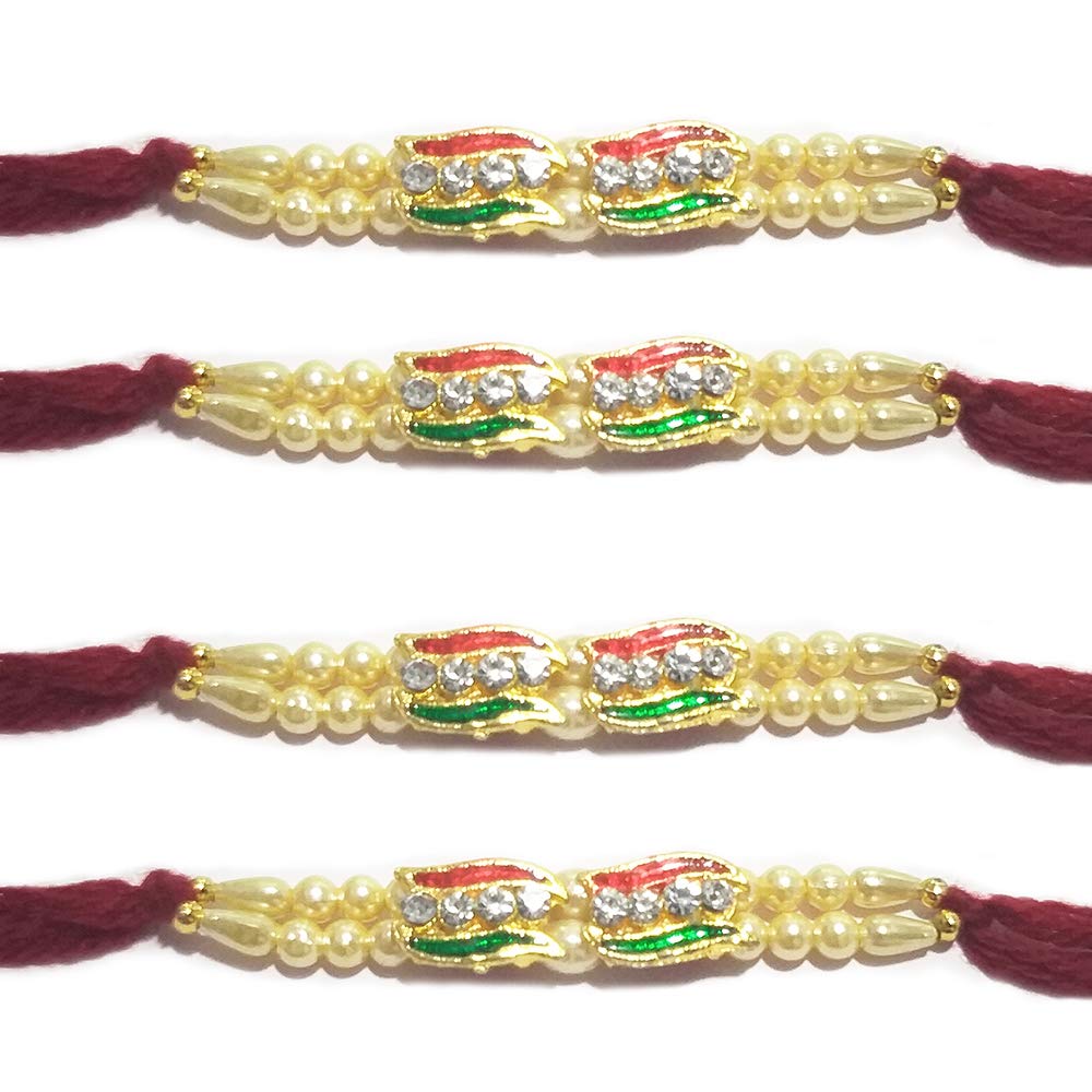 WhopperIndiaRakhi Thread for Brother for Raksha Bandhan Handmade Rakhee Rakshabandhan Bracelet with Center Six Diamond