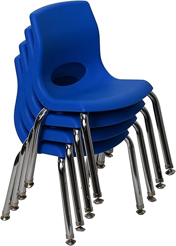 Angeles H, azul con patas cromadas, paquete de 4 sillas MyPosture para niños, 10 pulgadas
