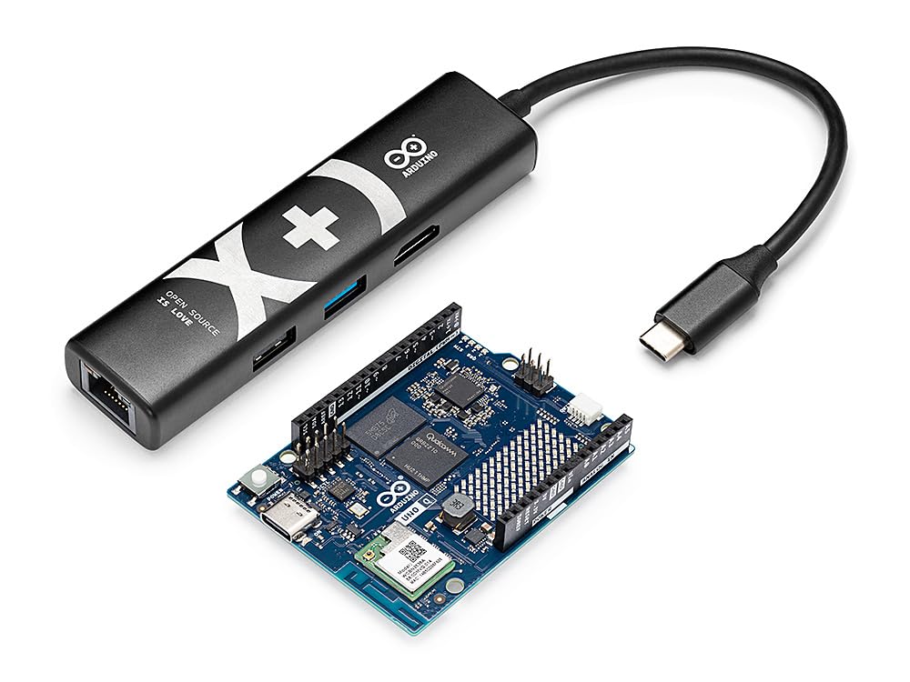 Arduino UNO Q 2GB AI Board + Hub USB-C 8-in-1, HDMI, Ethernet, porte USB, Kit SBC IoT Linux