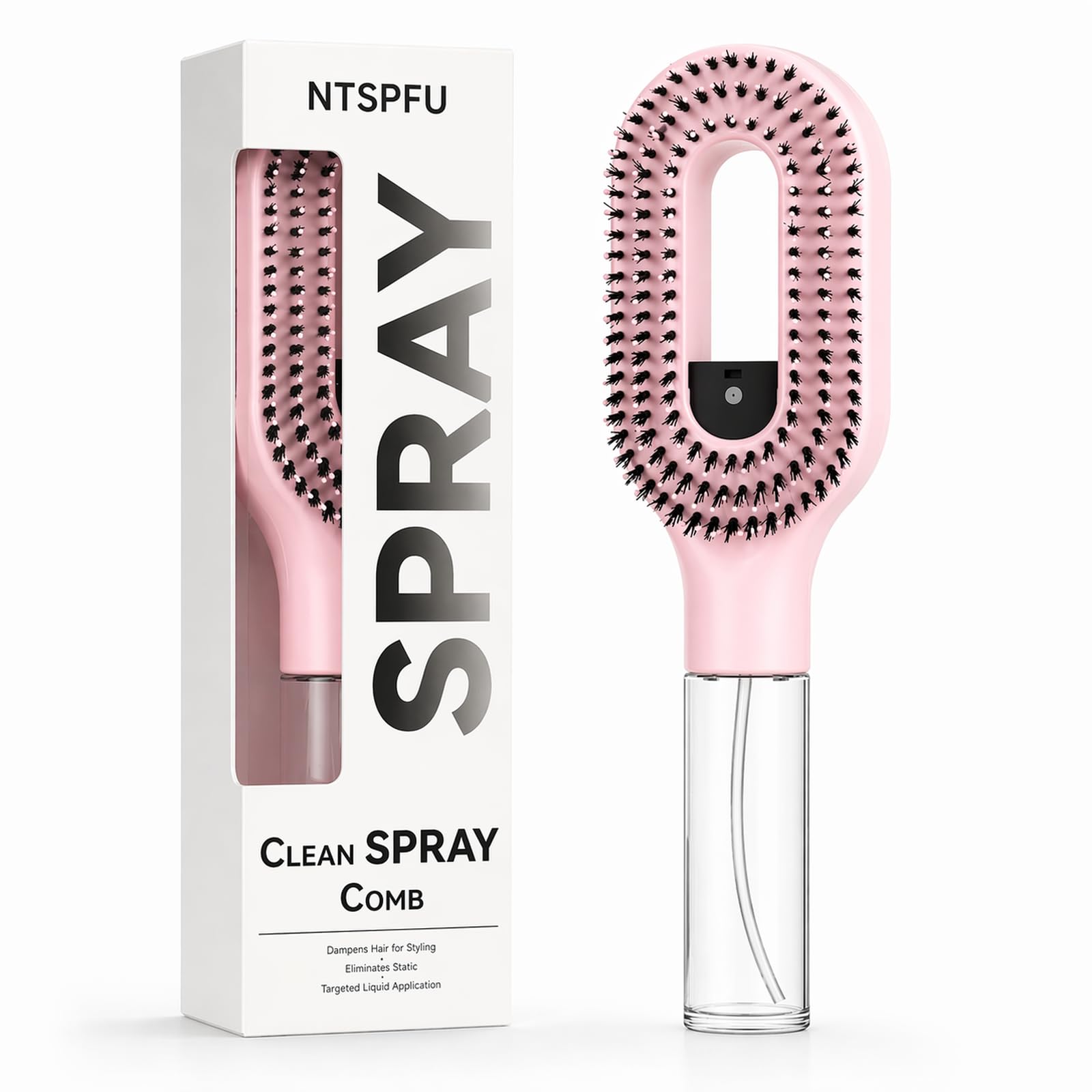 2-in-1 Misting Haarbürste mit eingebautem Wasserspray, entwirrende nasse & trockene Haarbürste für lockiges/dickes Haar & Kinder, feiner Nebel Sprüher, nachfüllbares Reservoir, Anti-Frizz Portable