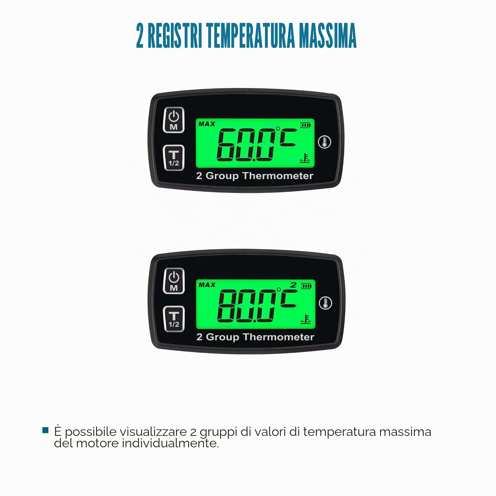 Runleader RL-TM004 temperatura termometro Celsius con doppia temperatura Display sensore retroilluminato per ATV UTV dirtbike motobike moto fuoribordo motoslitta pitbike PWC barca marino impermeabile