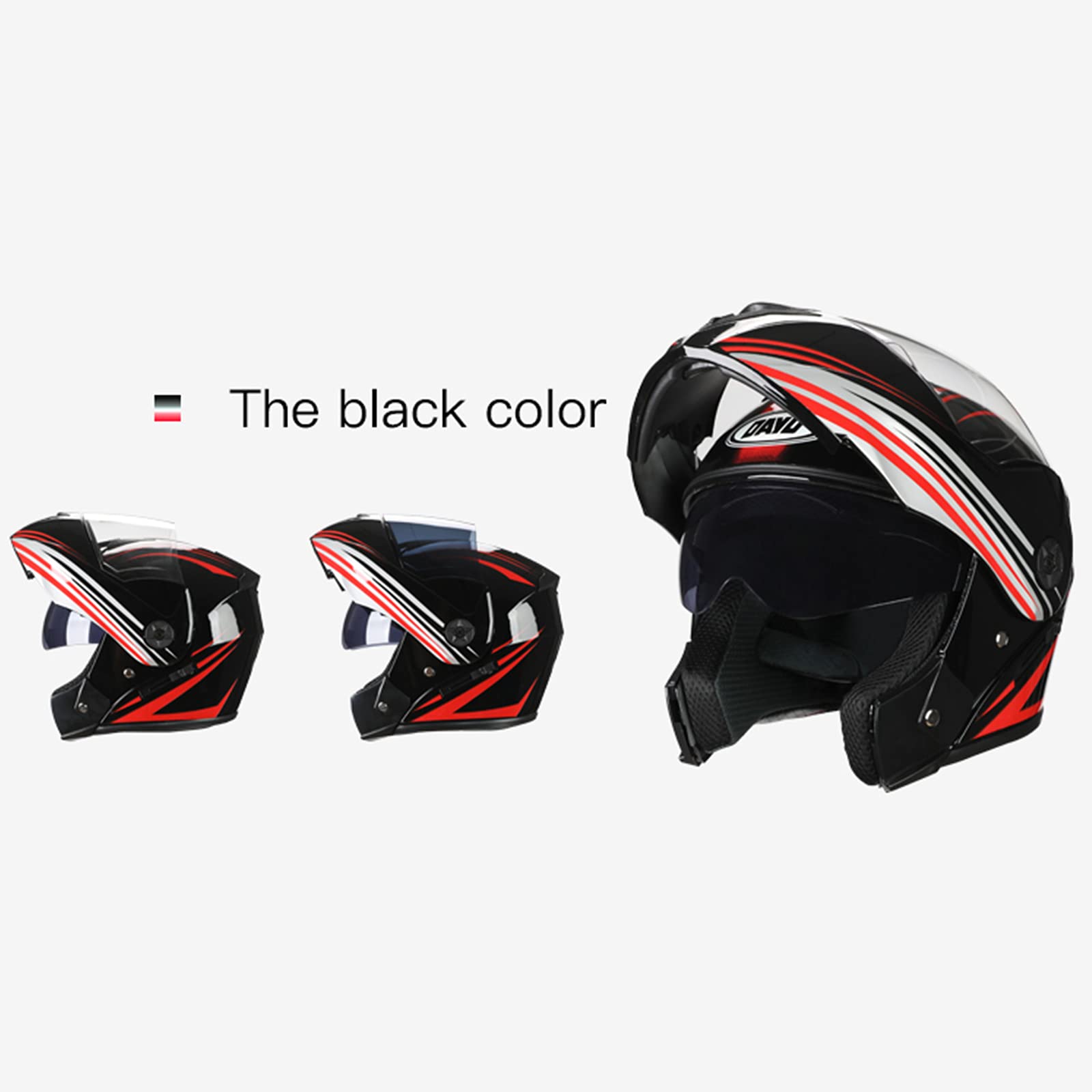 Modularer Integral-Motorrad-Straßen-Fahrradhelm, DOT ECE-Zugelassener Helm Mit Klaren Und Getönten Doppelvisieren, Unisex Klapp-Integral-Motorrad-Moped-Fahrrad-Roller-Helm,Track a,L Auto & Motorrad