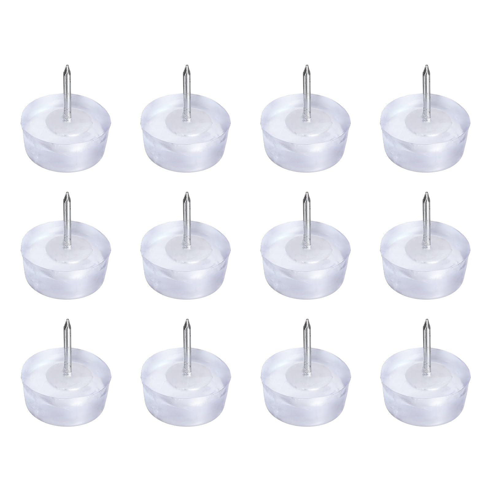 sourcing map 12Pcs Furniture Sliders, 21mm Round Plastic Furniture Guides Nail-on Pads, Hardwood Floor Protectors for Chair, Table, Desk, Cabinet Leg, Transparent Blue — image 1