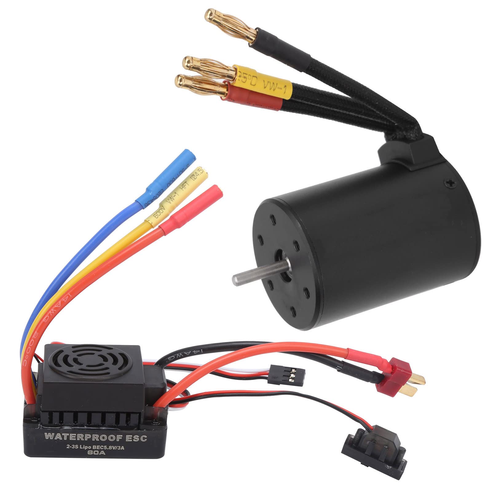 3650 3600KV Silnik bezszczotkowy 60A ESC T Plug Combo Set for 1/8 1/10 RC Car Parts