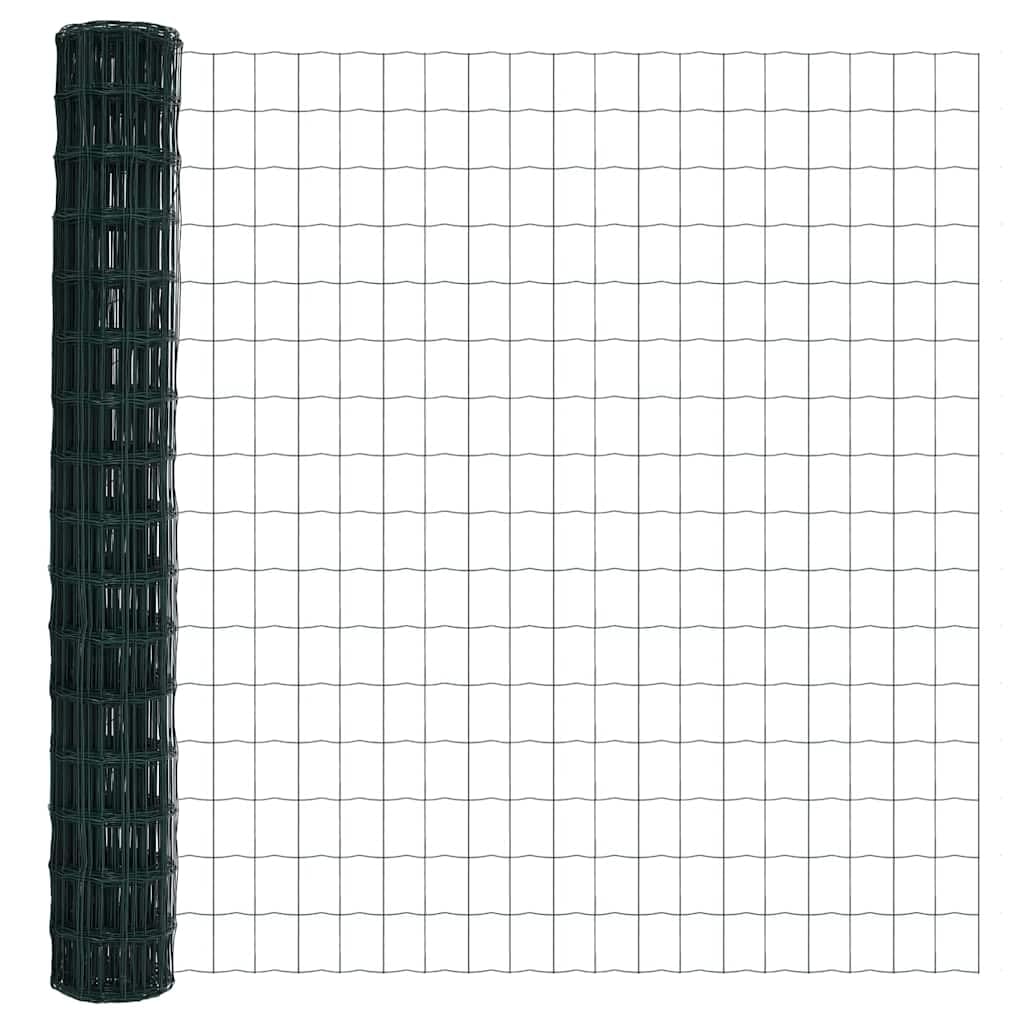 Ogrodzenie euro, zielone 1,6 x 10 m, żelazo powlekane PCW, wytrzymałe ogrodzenie zewnętrzne do ogrodu, na podwórko, trwałe panele ogrodzeniowe, odporne na warunki atmosferyczne, możliwość rozszerzenia