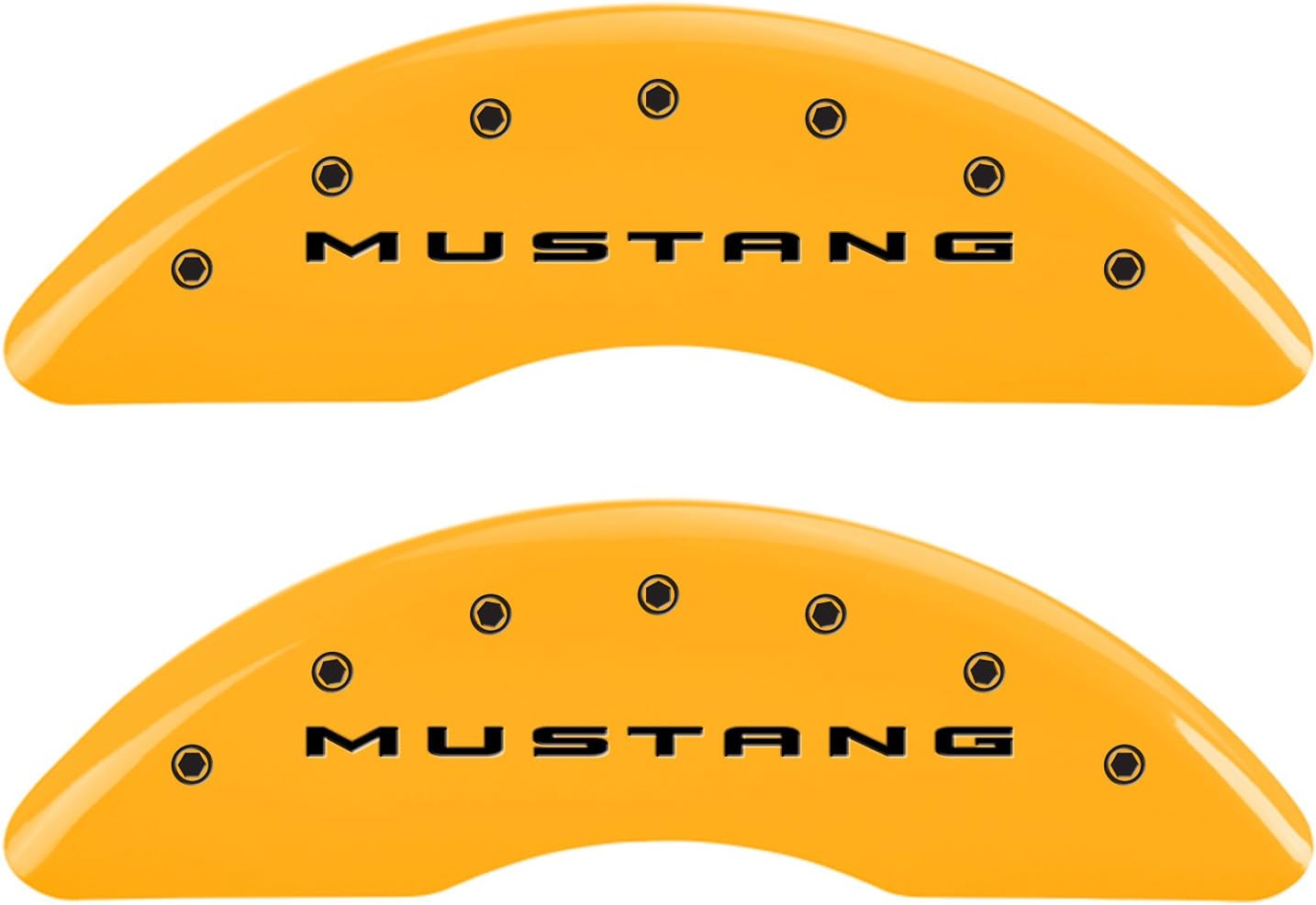 MGP Brake Caliper Covers for Ford Mustang GT, GT Premium 2015-2023 - Yellow Powder-Coated Finish, Engraved Black Mustang/GT Logo, Front and Rear Caliper Covers (Set of 4)