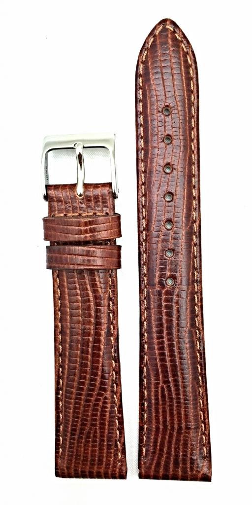 NewLife 20mm Brown Genuine Leather Watchband | Tail Lizard Grain, Lightly Padded Replacement Watchstrap that brings to Any Watch (Mens Standard Length